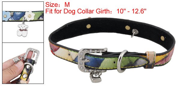 Colors Faux Leather Collar Rhinestone Buckle Belt M for Dog Pet