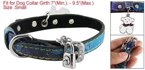 Rhinestone Accent Buckle Colorful Band Pet Dog Sz S Collar