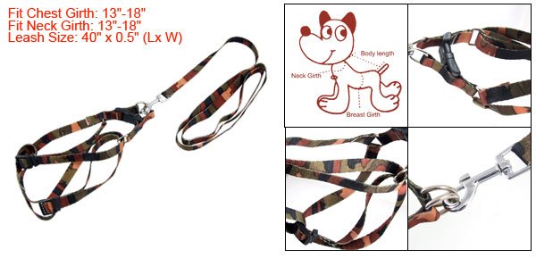 Camouflage Color Dog Walking Lead Harness Strap Leash