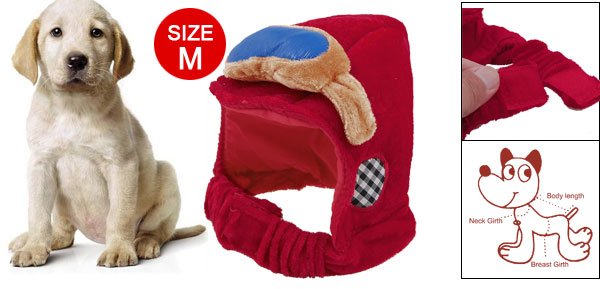 Blue Sponger Decor Red Velvet Size M Hat for Dog