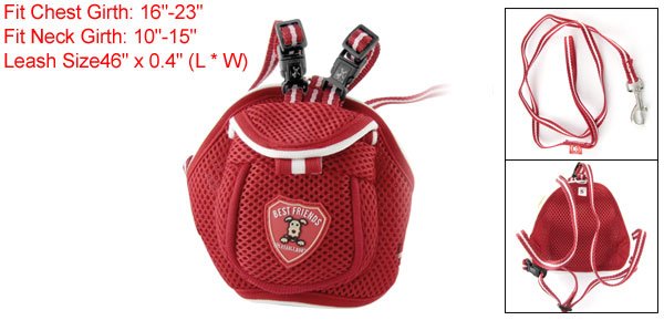Red w White Nylon Adjustable Pet Dog Safety Harness Leash