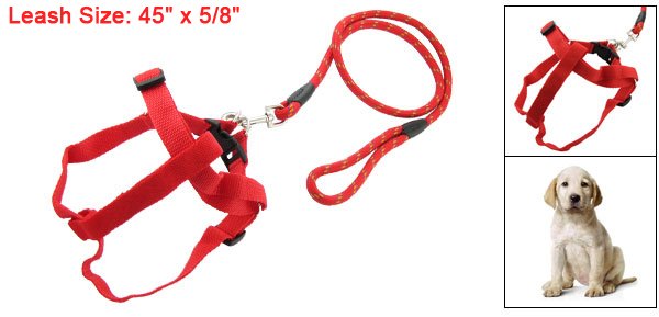 Red Walking Harness Lead Strap Adjustable Leash for Pet Dog
