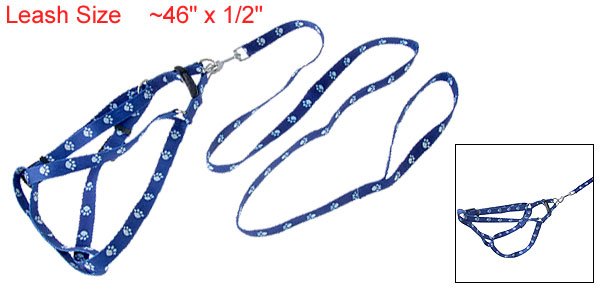 Dog Pet Paw Adjustable Nylon Leash Harness Rope Blue