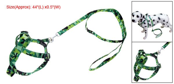 Green Adjustable Dog Size M Strap Nylon Harness Leash