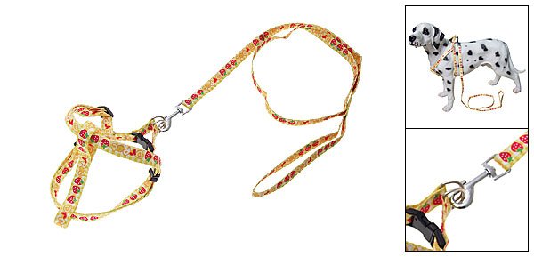 Nylon Strawberry Pattern Pet Dog Yellow Leash Strap
