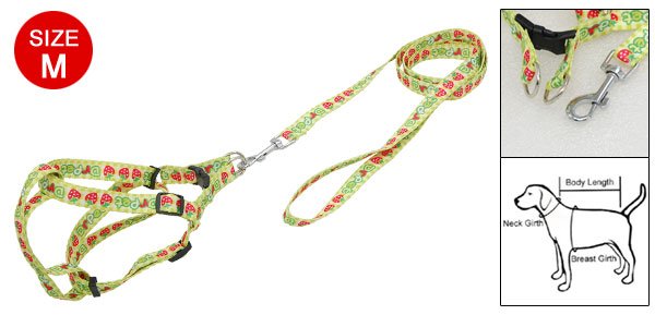Dog Pet Apple Nylon Harness Leash Strap Size M