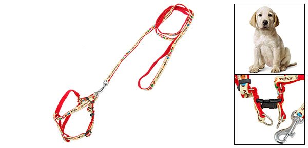 Puppy Pet Dog Nylon Reflective Harness w Leash Rope