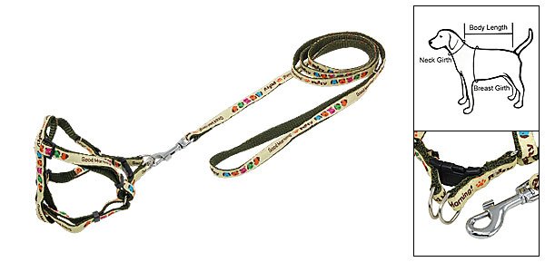 Multi-color Nylon Reflective Harness w Leash Set for Pet Dog