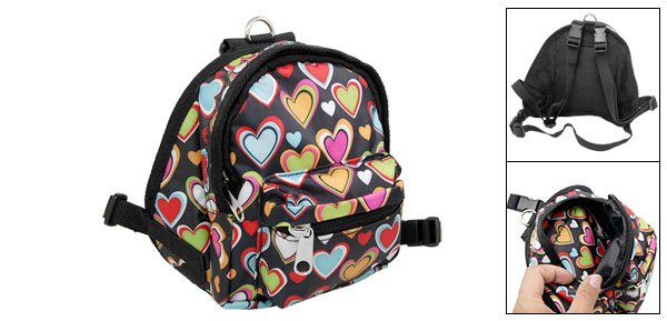 Pet Dog Heart Pattern Backpack Harness Leash Set Medium