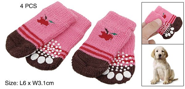 L6 x W3.1cm Pet Dog Puppy Doggie's Nonskid Socks 4PCS
