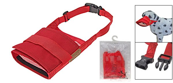 Red Soft Muzzle Pet Dog Anti Bark Chew Mask Size XL