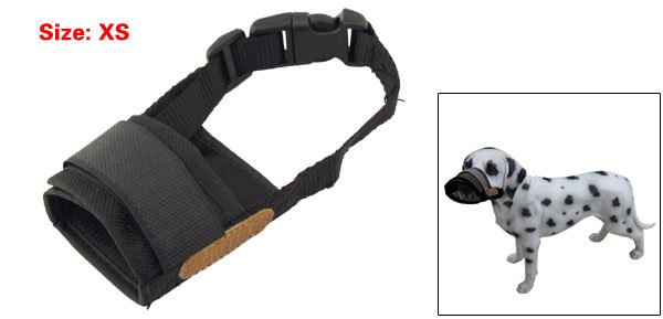 Black Nylon Mesh Pet Dog Anti Bites Bark Soft Muzzle XS