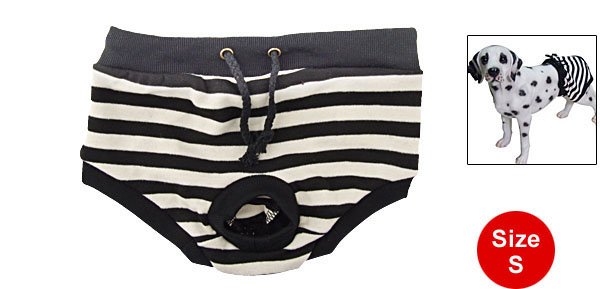 Black White Cat Sanitary Diaper Pet Dog Apparel Pant S