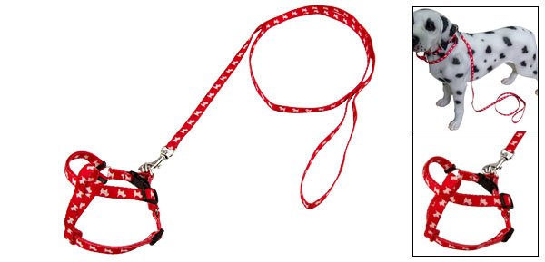 Red Nylon Dog Pet Puppy Harness Pulling Leash Rope