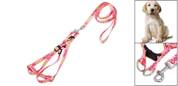 Pet Dog Puppy Pink Nylon Harness Leash Rope