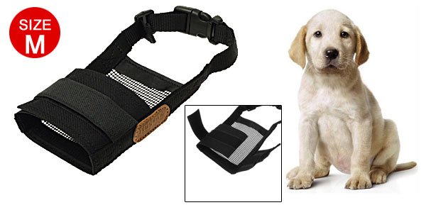 Black Soft Mesh Muzzle Dog Pet Mask Anti-Bark- Bite-Chew Grooming Size M