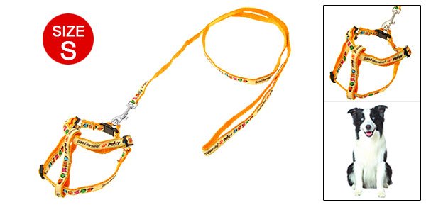 Yellow Doggie Nylon Harness Dog Puppy Leash Lead Size S