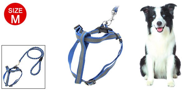 Size M Nylon Step-In Dog Pet Safe Reflective Harness and Leash Set