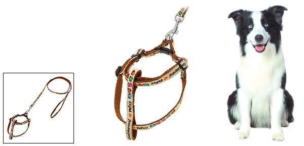Cartoon Pet Dog Nylon Pulling Harness Brown Leash Rope