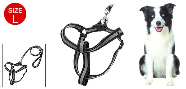 Dog Pet Step-In Nylon Safe Reflective Harness and Leash Set- L
