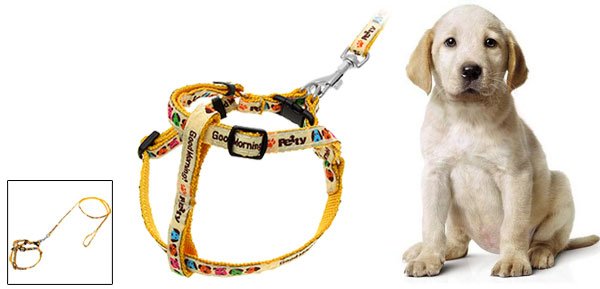 Cartoon Pet Dog Nylon Pulling Harness Leash Rope Yellow