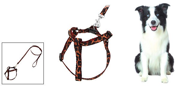 Pet Dog Nylon Pulling Harness and Leash Rope Leopard Color