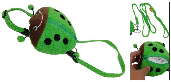 Ladybug Ladybird Pattern Dog Doggie Knapsack Pack & Leash Green