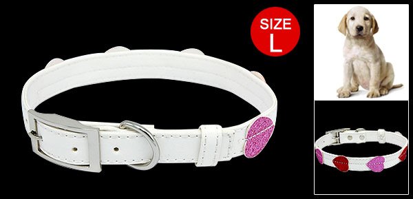 White Glittering Dog Puppy Doggie Doggy Collar Belt with 3 Buckle Set