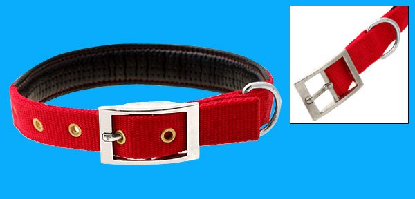 Adjustable Leather Padded Nylon Pet Dog Collar Medium