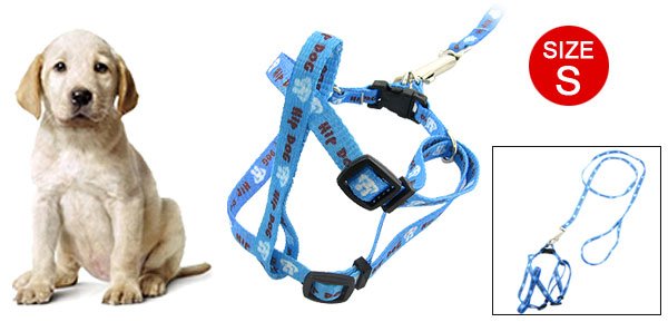 Dog Puppy Blue Pulling Harness Leash Set Small
