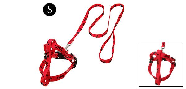 I Love Dog Red Puppy Pulling Harness and Leash Set Small