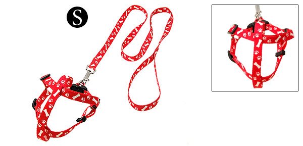 Red Step-in Dog Puppy Pulling Harness and Leash Set Small