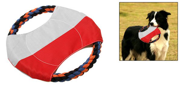 Pet Dog Puppy Training Catching Rope Flyer Frisbee Toy
