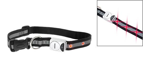 8 LED Flashlight Dog Nylon Collar - Black