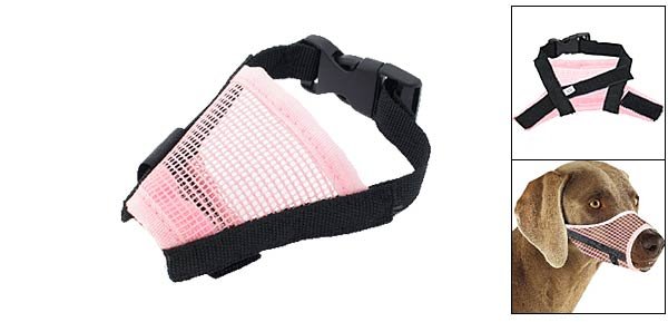 Dog Mesh Nylon Muzzle Size XS w/ 4? for Dog Snouts Pink & Black 3-1/2?