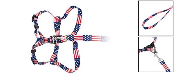DOG Web Collar Harness Leash Strap for Small dogs - US Star & Stripe