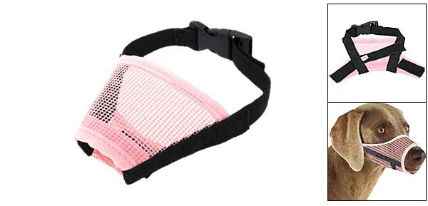 Dog Mesh Nylon Muzzle Size 6" 4-1/2" Circumference - Pink & Black