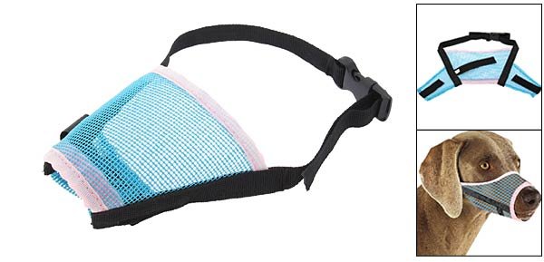 Dog Mesh Nylon Muzzle Size L w/ 10-1/2 for Dog Snouts Blue & Black 5-3/4