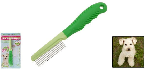 Green Pet Cat & Dog Grooming Comb with Fine Steel Tooth
