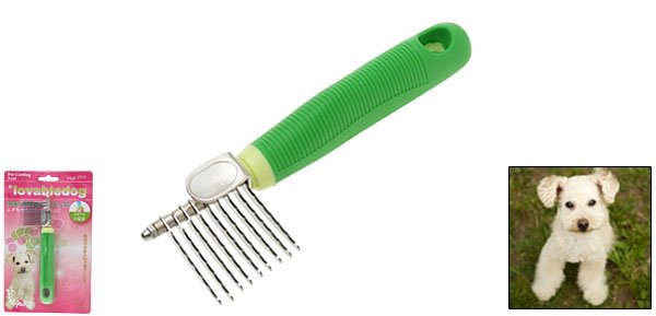 Green Handle Dog & Cat Pets Steel Grooming Moulting Comb