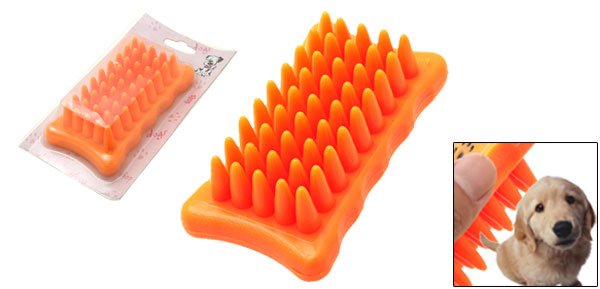 Orange Hand Massage Shower Cleaning Bath Brush for Cat Dog Pet