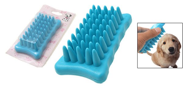 Hand Massage Shower Cleaning Bath Brush Blue for Cat Dog Pet