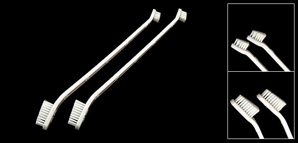 Pair Long Handle Dog Cat Pets' White Cleaning Teeth Tooth Brushes