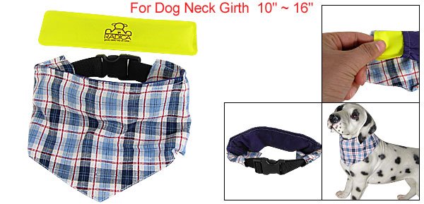 Detachable Check Prints Pet Dog Scarf w Ice Pack