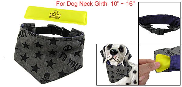 Black Star Skull Pattern Dog Neckerchief w Ice Pack