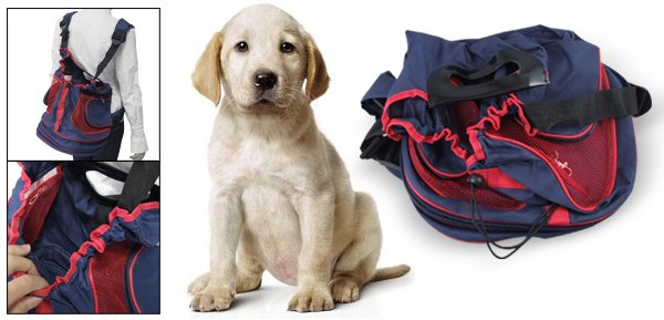 Double Shoulder Straps Handsfree Blue Red Front Pet Dog Carrier