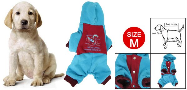 Press Stud Closure Red Blue Costume Pet Dog Autumn Jumpsuit M