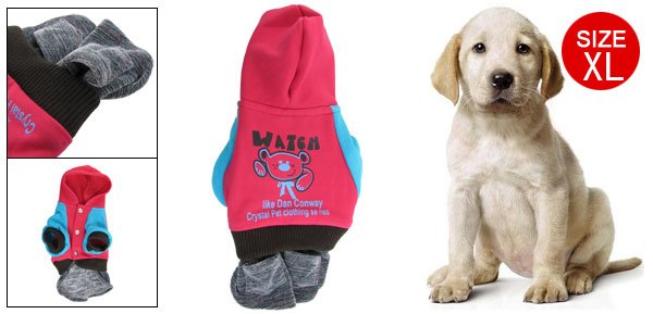 Pet Dog Winter Stretchy Cuffs Fuchsia Blue Dress Size XL