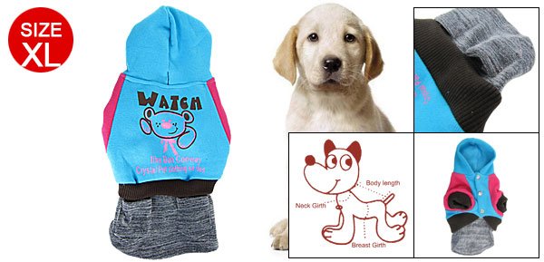 Pet Dog Winter Hooded Patch Pocket Fleece Inner Dress XL
