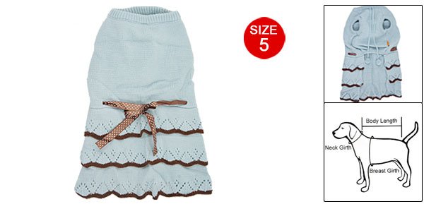 Dog Pet Round Neck Baby Blue Tiered Knitting Dress Size 5